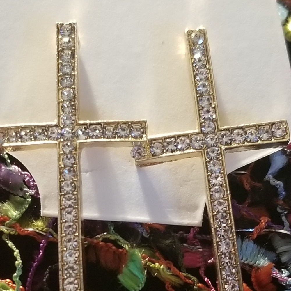 Rhinestone Cross Earrings